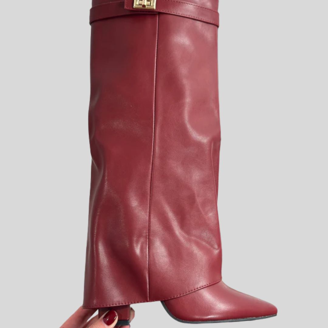 ELOISE™ - Burgundy Leather Boots