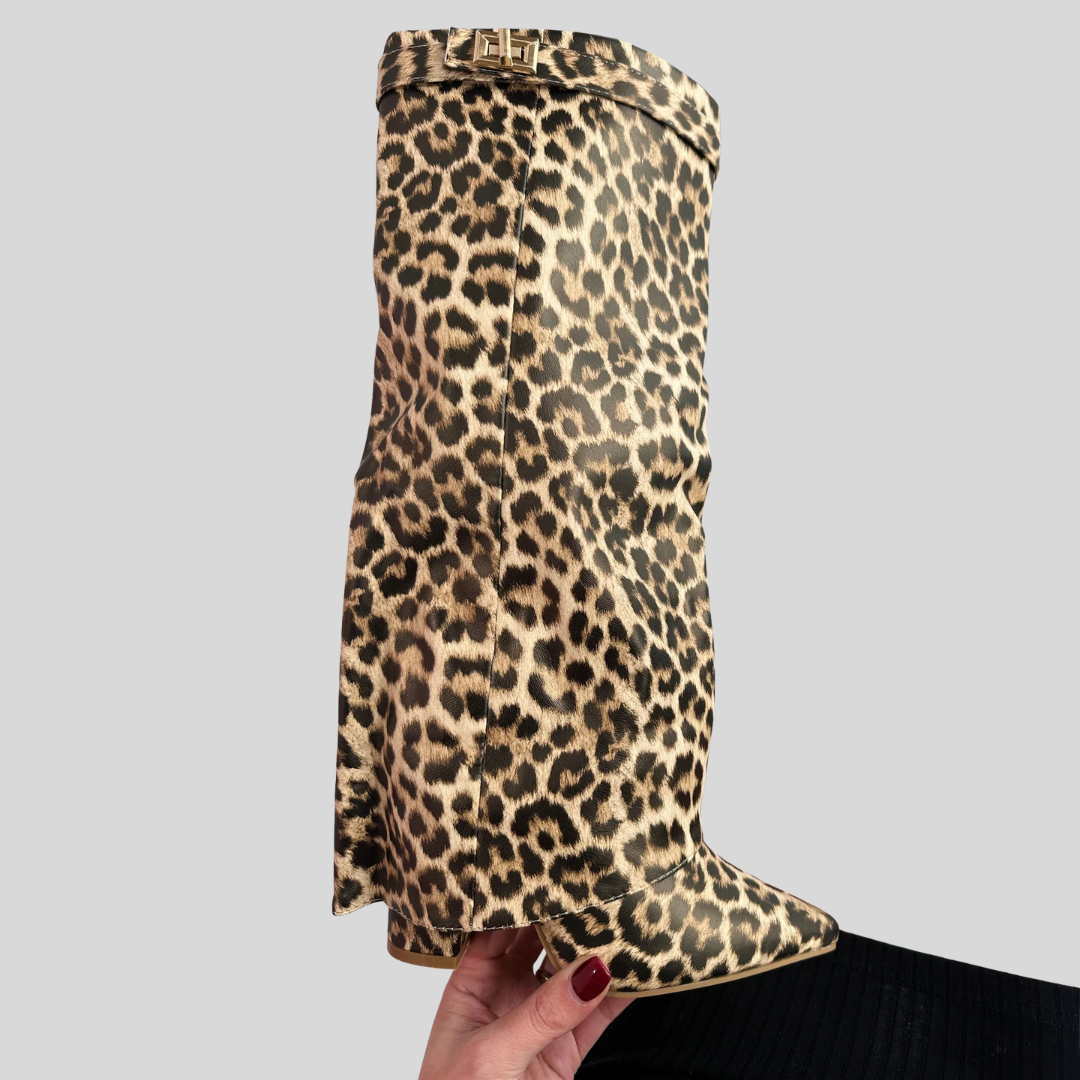 FELINA™ - Leopard Leather Boots
