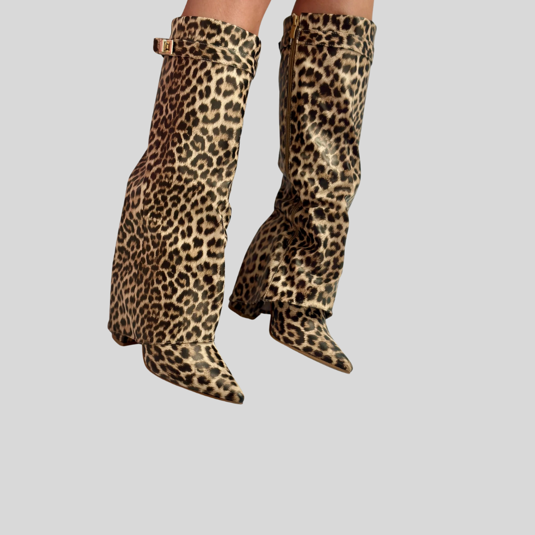 FELINA™ - Leopard Leather Boots
