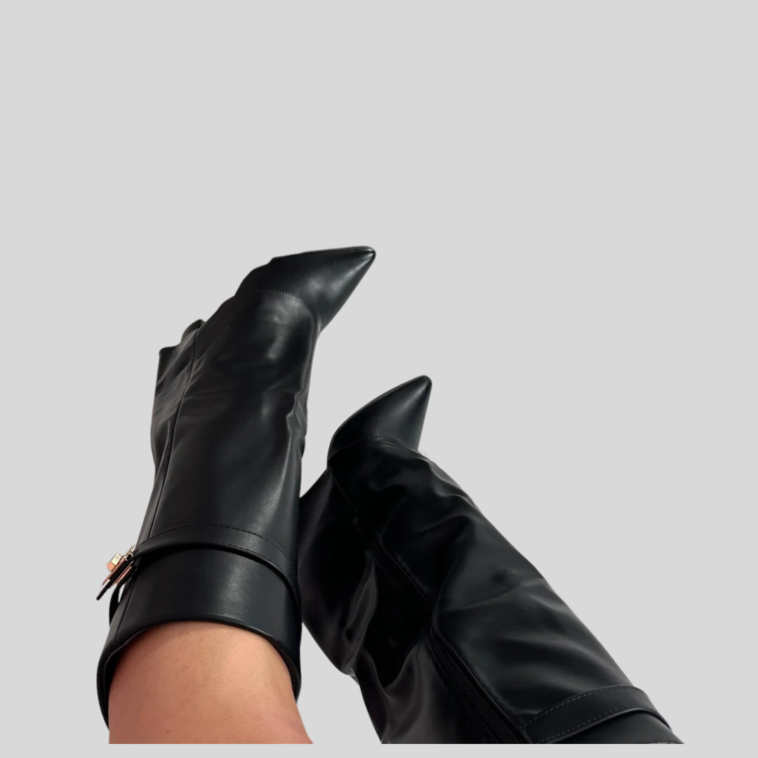 SERENA™ - Black Leather Boots