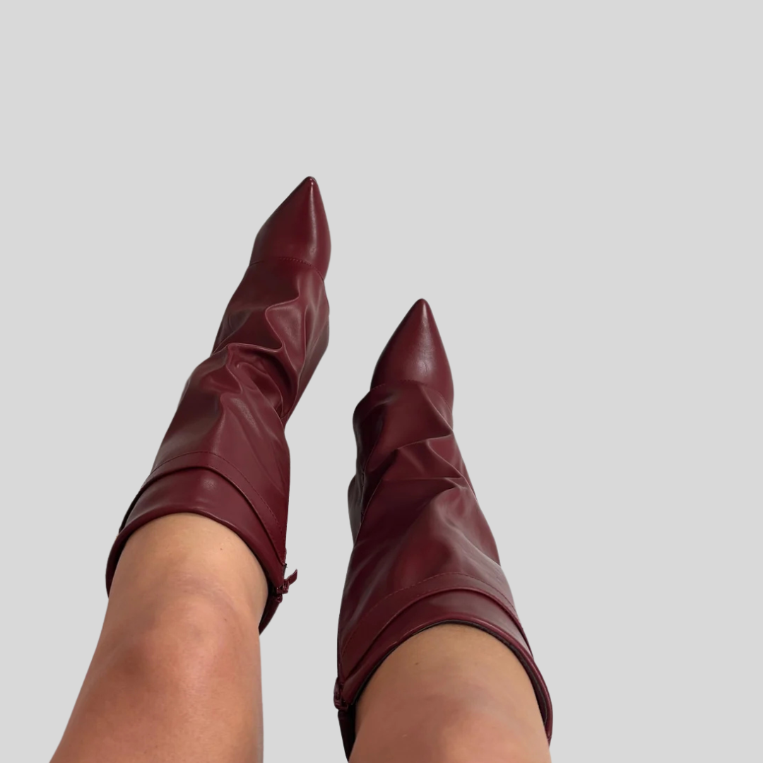 ELOISE™ - Burgundy Leather Boots