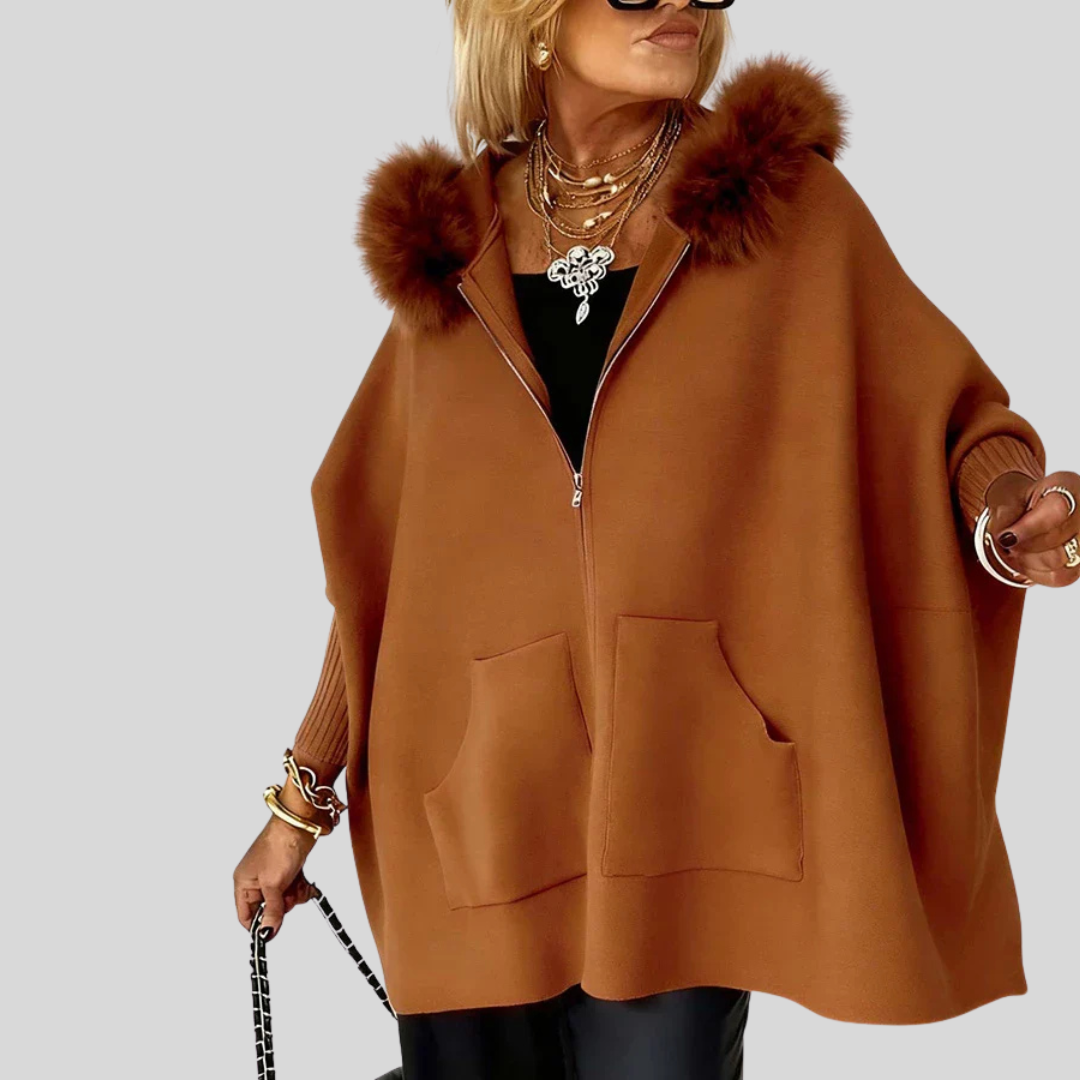 ARABELLE - Casual Hooded Coat with Fur Collar