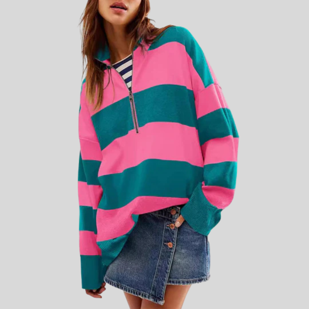 CAMILLA™ - Comfy Long Sleeve Pullover Sweater With Half Zipper